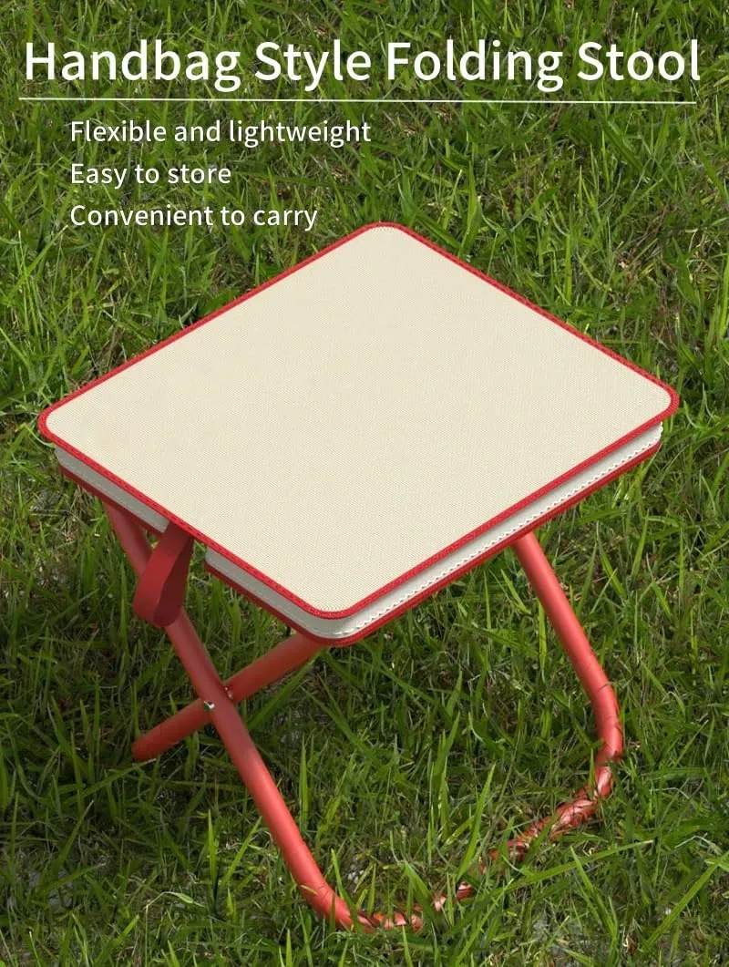 Camping Stool Small Portable Mini Chair Foldable Lightweight Travel Seat Portable Pocket Handbag Stool for Walking Hiking Fishing Picnic Barbecue (Red)