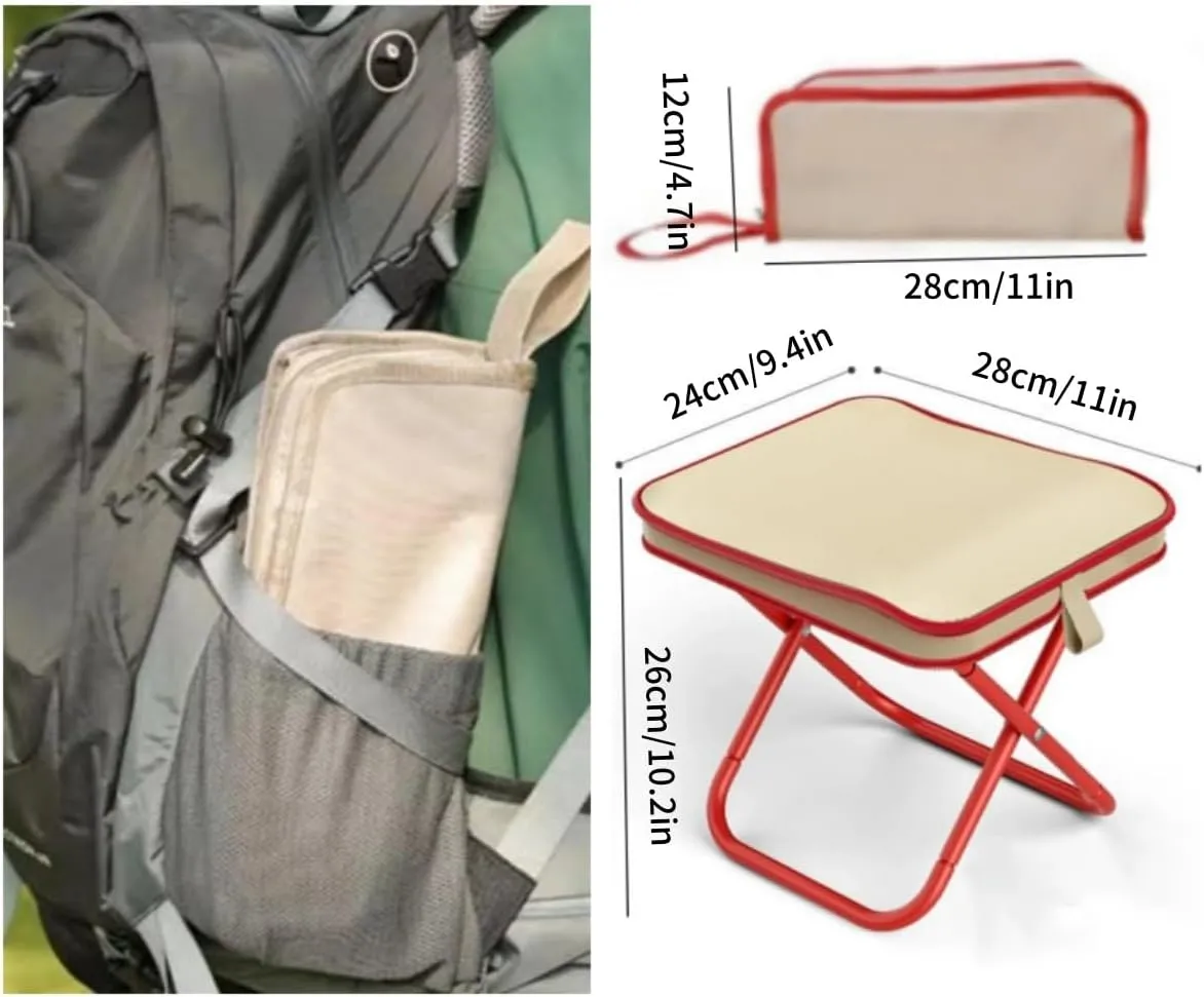 Camping Stool Small Portable Mini Chair Foldable Lightweight Travel Seat Portable Pocket Handbag Stool for Walking Hiking Fishing Picnic Barbecue (Red)