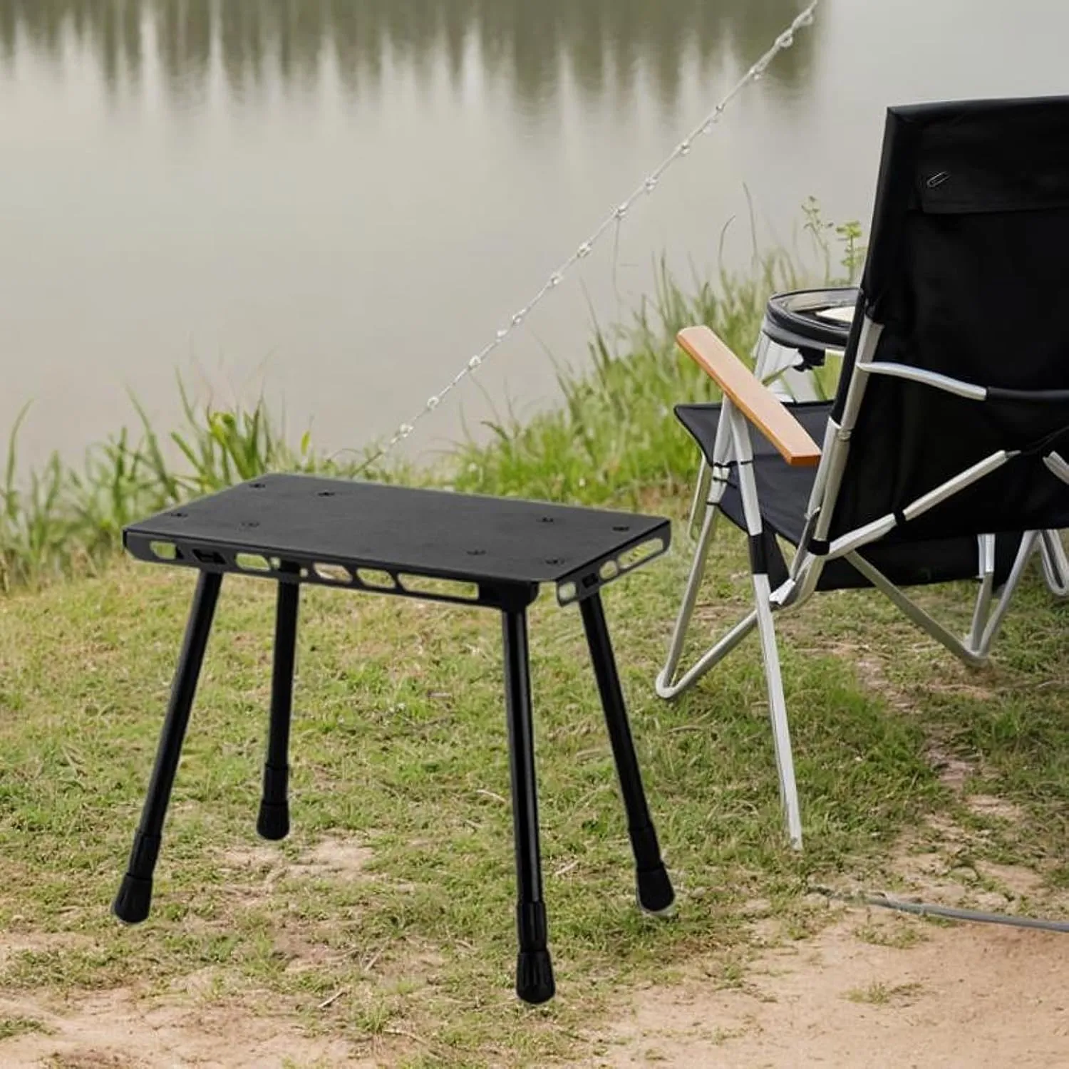 Camping Table Picnic Table Ultralight Compact Mini Small Chair Portable Stool for Patio, Fishing, Garden, Backpacking, BBQ, Black