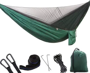 Camping Tent 290 x 140cm Outdoor Hammock Swing with Integrated Mosquito Curtain Bugs Net Extension Straps Clips Ground Rope Ground Nails (Color : Blac