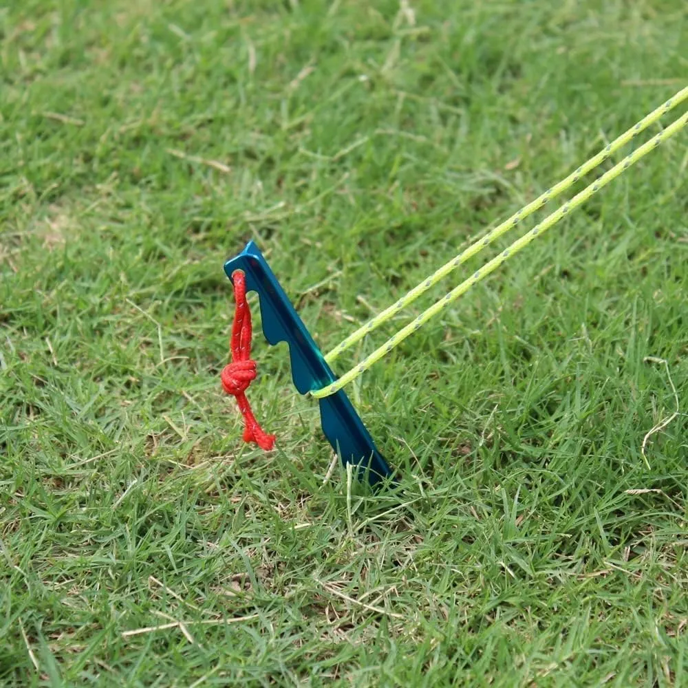 Camping Tent Stakes,10pcs 18cm Tent Pegs Stakes Nails Points Aluminium Alloy Tri-Beam Adjustable for Camping Hiking (Color : Blu) (Color : Blu) (Color : Red)