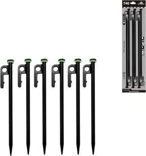 CAMPINGMOON 15.7-inch 6pcs Carbon Steel S45C Black Skin Cation Electrodeposition Coating Tent Stake for Hard Ground T-40-6P