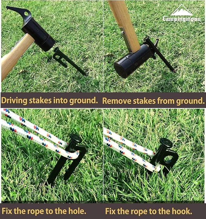 CAMPINGMOON 8pcs Carbon Steel S45C Black Coating Tent Stake for Hard Ground (【 7.87-inch 8pcs set】)