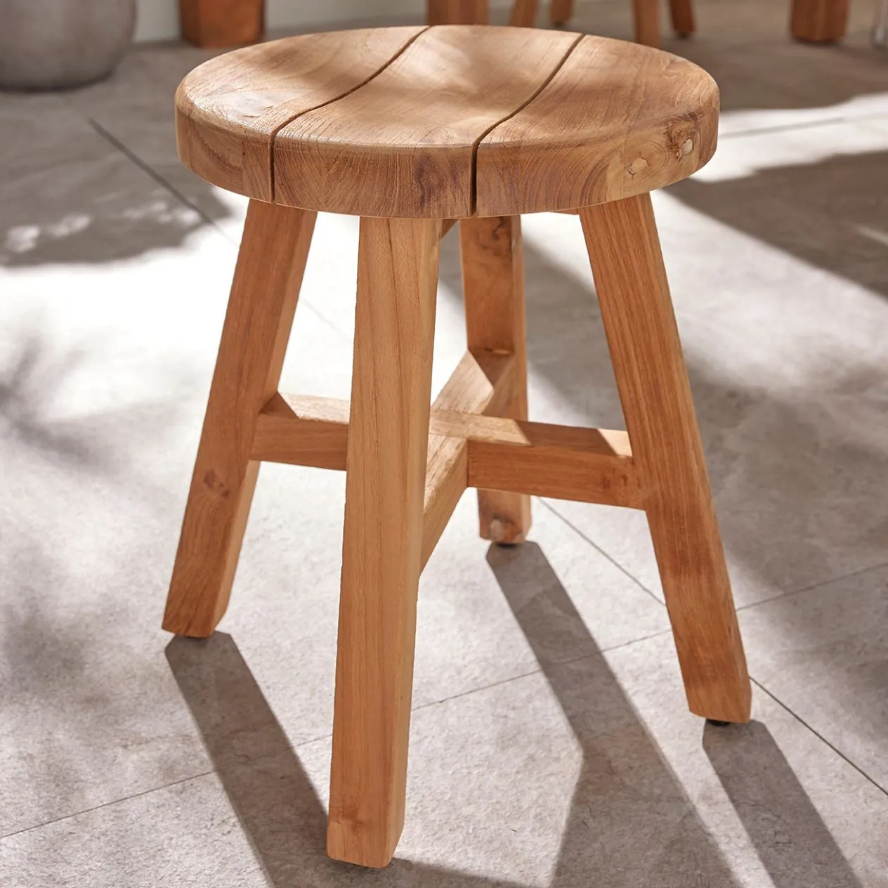 Cara Round Outdoor Teak Stool