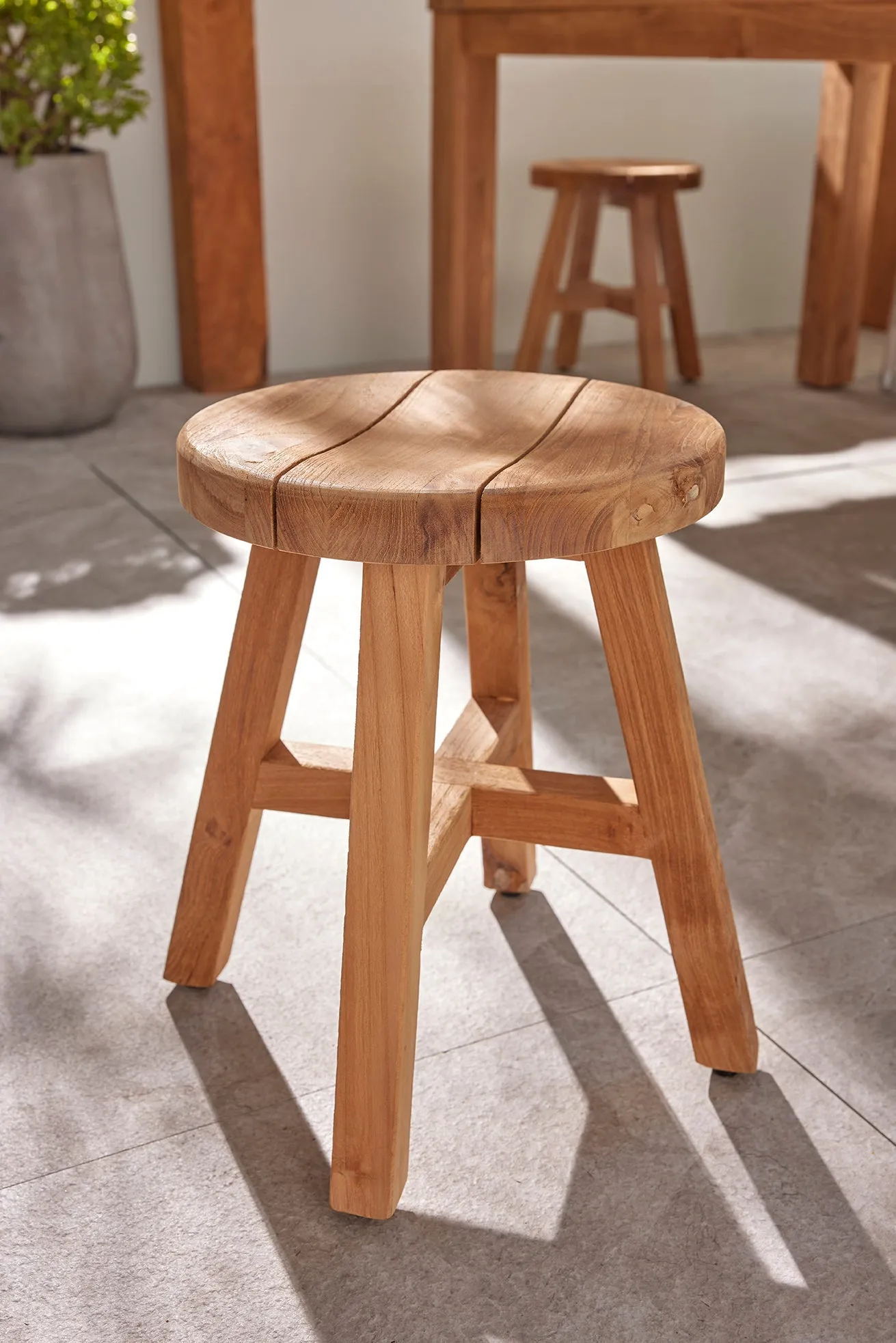 Cara Round Outdoor Teak Stool
