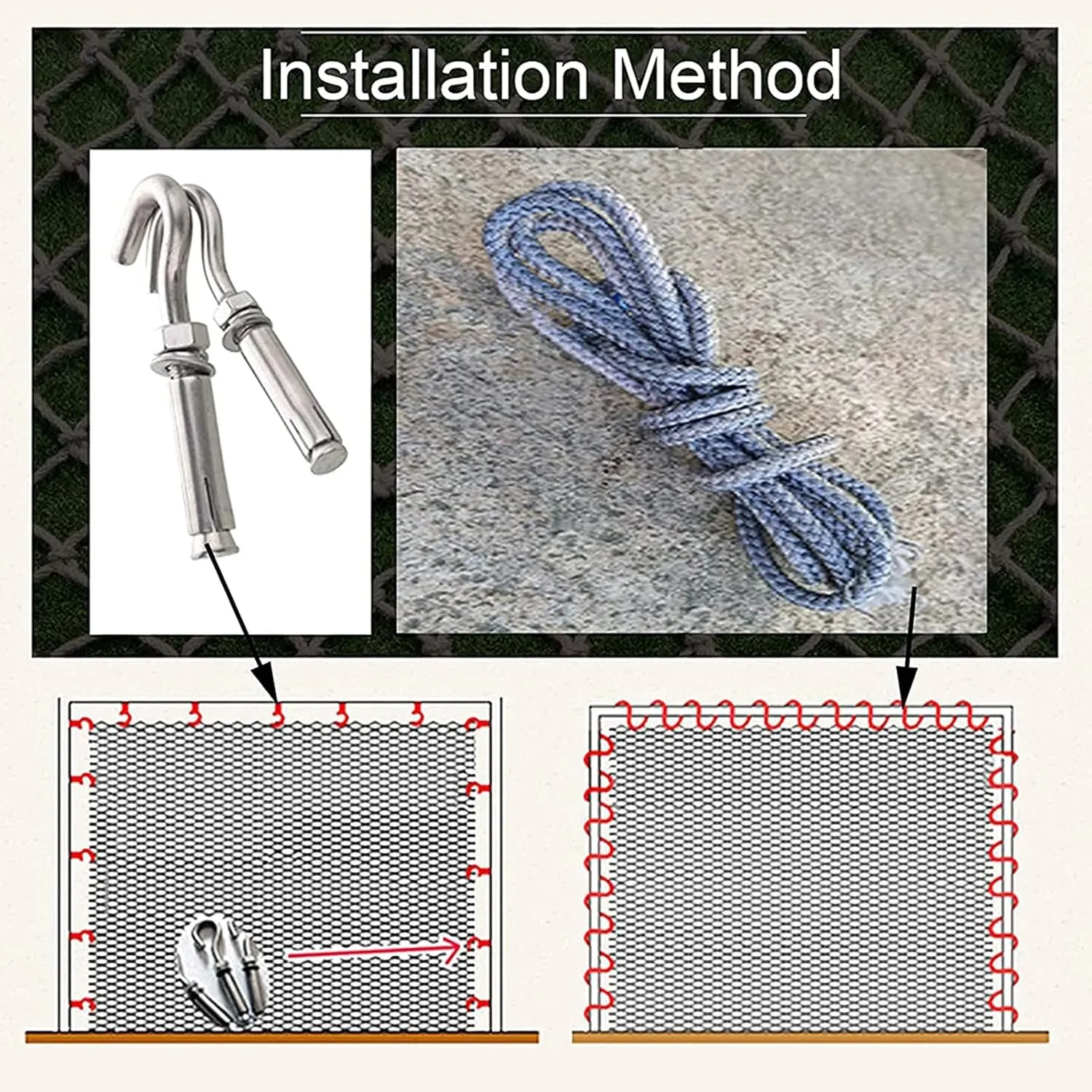 Cargo Net for Kids Heavy Duty Climbing Netting Outdoor Playground Net Swing Hammock Tree House Rope Ladder Truck Trailer Fence Netting,6.6x23ft