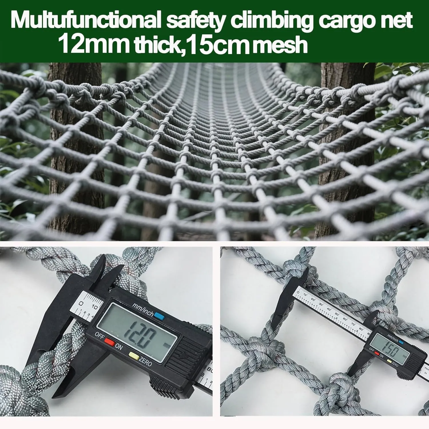 Cargo Net for Kids Heavy Duty Climbing Netting Outdoor Playground Net Swing Hammock Tree House Rope Ladder Truck Trailer Fence Netting,6.6x23ft