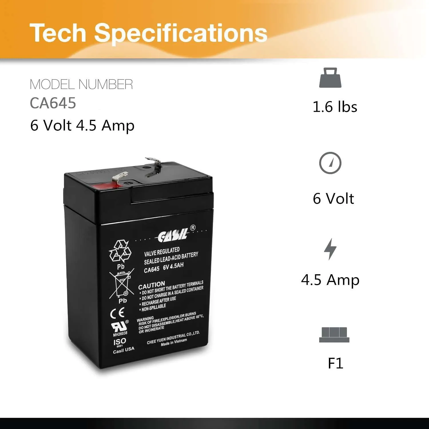 Casil 6V Rechargeable Battery for Deer Feeder - 6 Volt Rechargeable Battery Compatible with Moultrie & Wildgame Innovations Deer Feeder, Durable and Reliable 6V Deer Feeder Battery