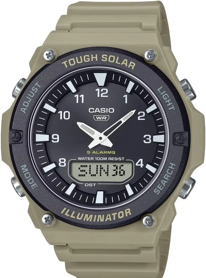 Casio AQ-S820W Series | Black/Beige | Tough Solar | World Time | LED Illuminator | Ana-Digital Watch