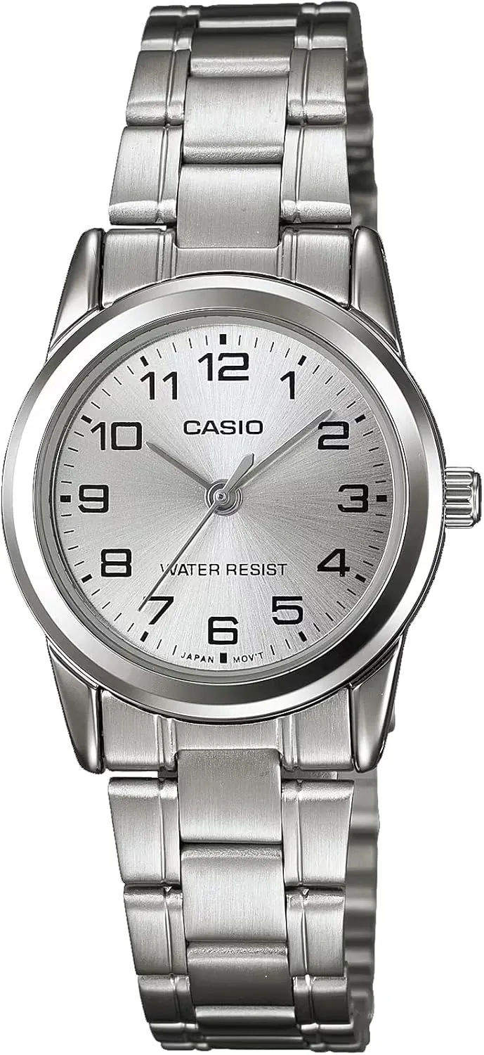 Casio LTP-V001D-7B | Women's Standard Stainless Steel | Silver Easy Reader Numbers Dial | 3-Hand Analog Watch