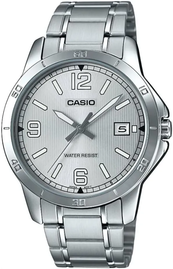 Casio MTP-V004D-7B2 Men's Dress Stainless Steel Silver Dial Analog Date Watch
