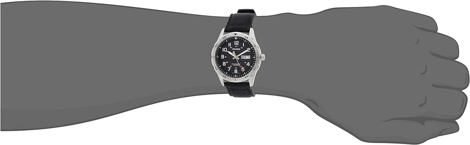 Casio MTPS120L Series | Unisex Analog Watch | 100M WR | Stainless Steel Case | 3 Hand Analog (HR, Min, SEC) | Date Display | Low Battery Alert | Military Styling | Solar Powered