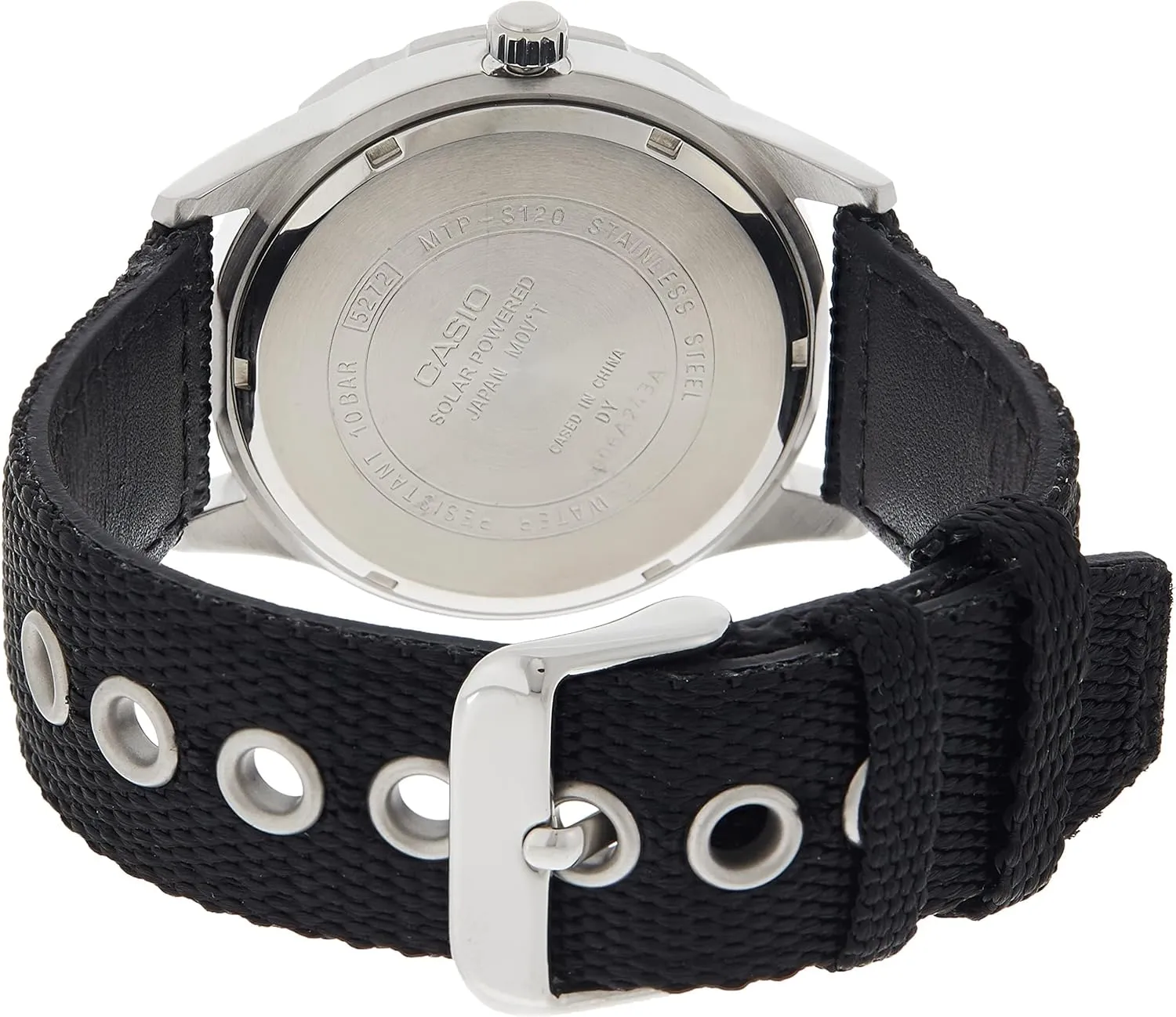 Casio MTPS120L Series | Unisex Analog Watch | 100M WR | Stainless Steel Case | 3 Hand Analog (HR, Min, SEC) | Date Display | Low Battery Alert | Military Styling | Solar Powered