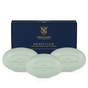 Caswell-Massey Men’s Bar Soap Gift Set – Jockey Club Scent – Triple-Milled Moisturizing Body Soap Bars for All Skin Types, Plant-Based Formula with Essential Oils, Made in USA, 3 x 5.8 oz