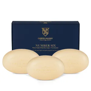 Caswell-Massey Men’s Bar Soap Gift Set – Number Six Scent – Triple-Milled Moisturizing Body Soap Bars for All Skin Types, Plant-Based Formula with Essential Oils, Made in USA, 3 x 5.8 oz