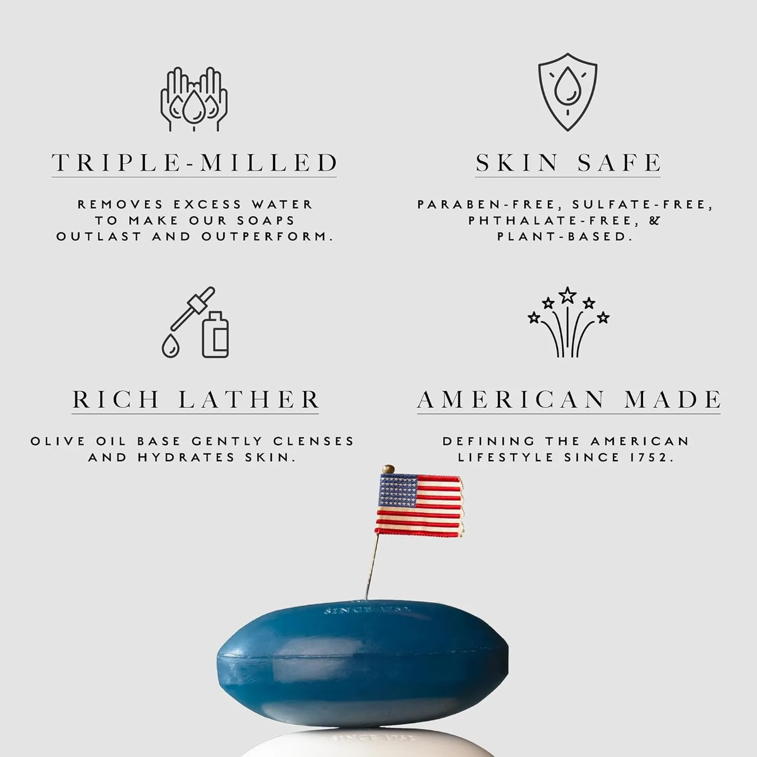 Caswell-Massey Men’s Bar Soap Gift Set – Number Six Scent – Triple-Milled Moisturizing Body Soap Bars for All Skin Types, Plant-Based Formula with Essential Oils, Made in USA, 3 x 5.8 oz