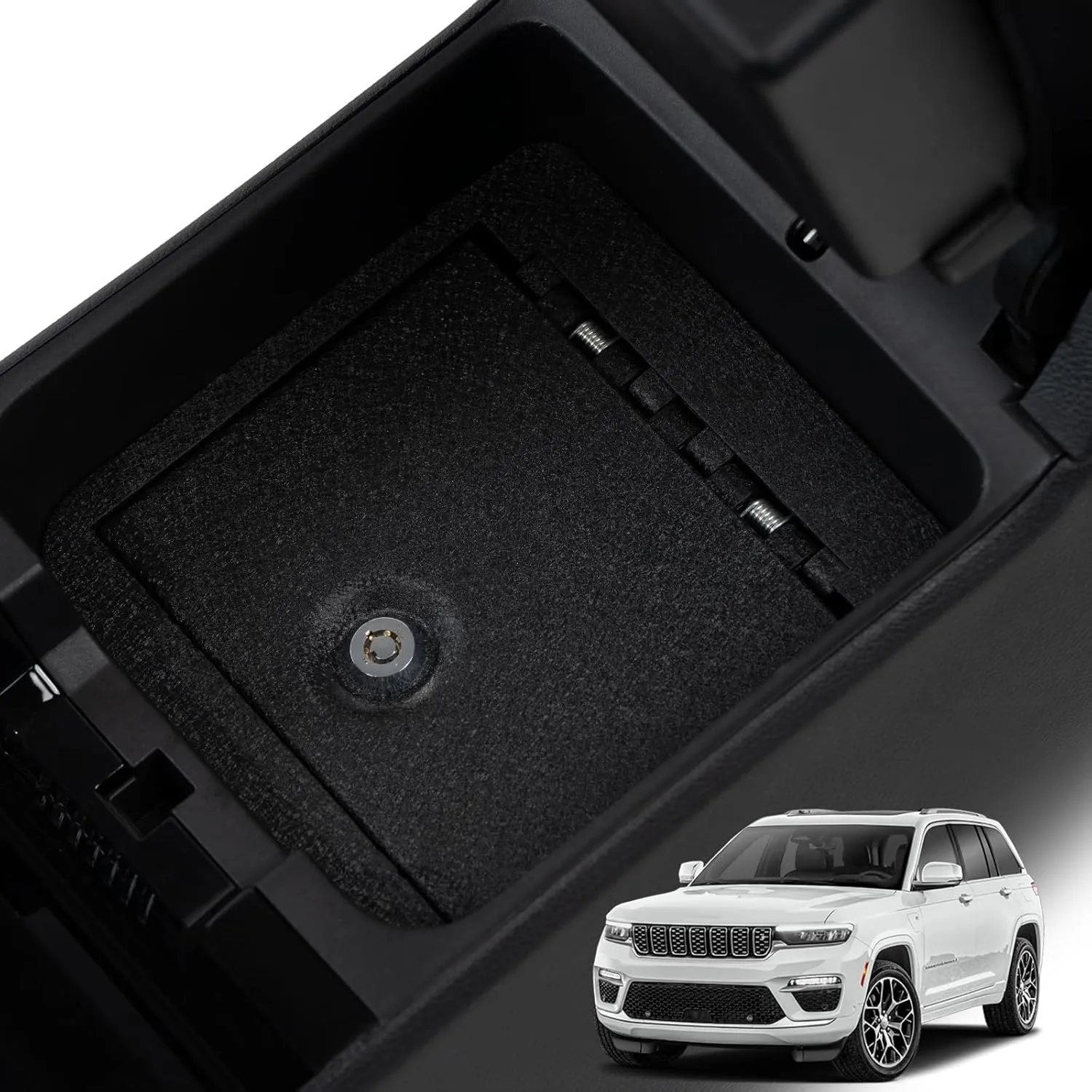 Center Console Gun Safe - Console Gun Vault Compatible with Jeep Grand Cherokee 2022-2025, High Security Armrest Lock Box with Triple Lock