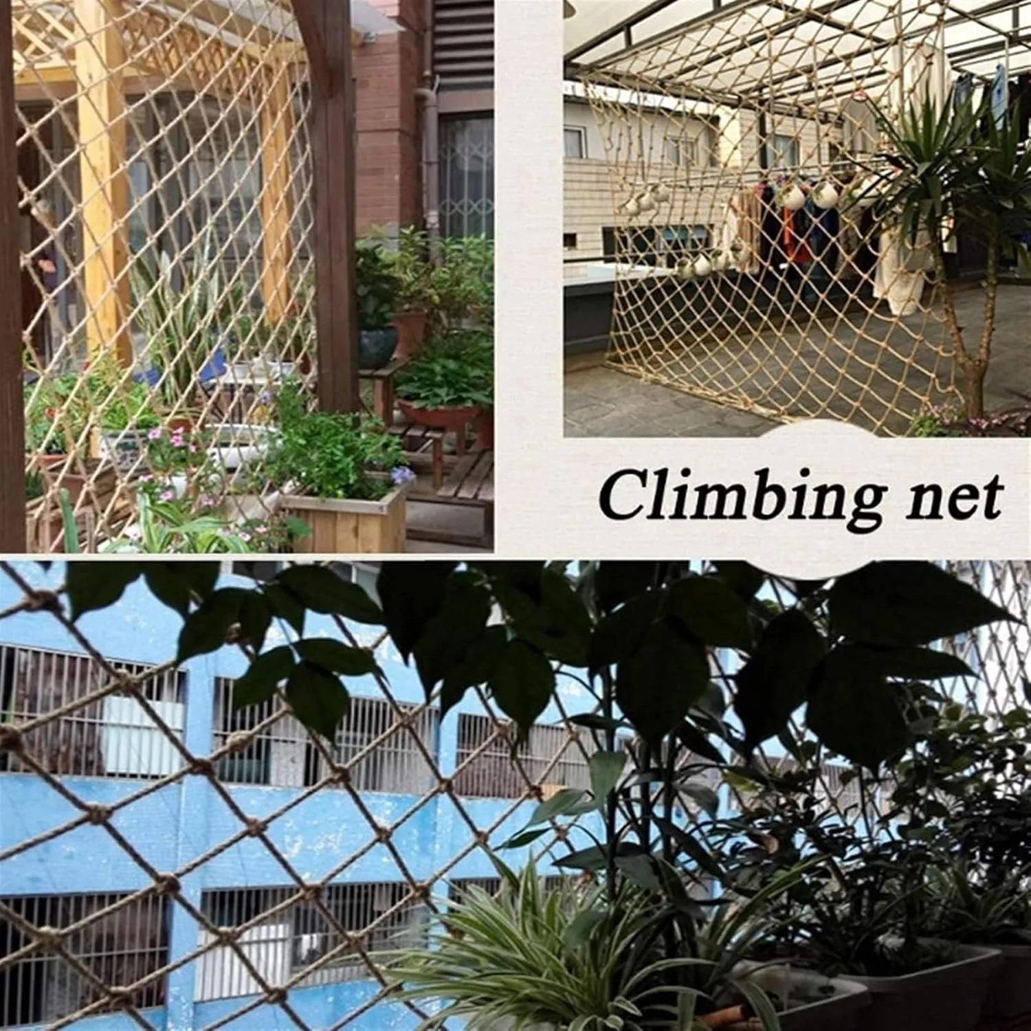 Child Cargo Net Climbing Rope Net Heavy Duty Hemp Rope Decor Birds Net Kids Swingset Outdoor Playground Hammock Protective Net Pets Railing (Size : 1 * 10m(3 * 33ft))
