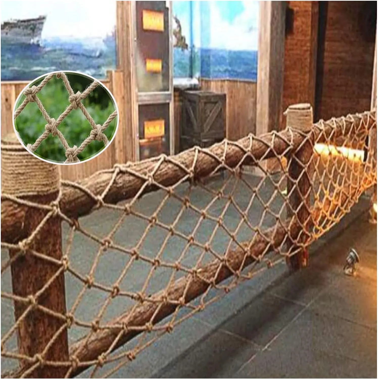 Child Cargo Net Climbing Rope Net Heavy Duty Hemp Rope Decor Birds Net Kids Swingset Outdoor Playground Hammock Protective Net Pets Railing (Size : 1 * 10m(3 * 33ft))