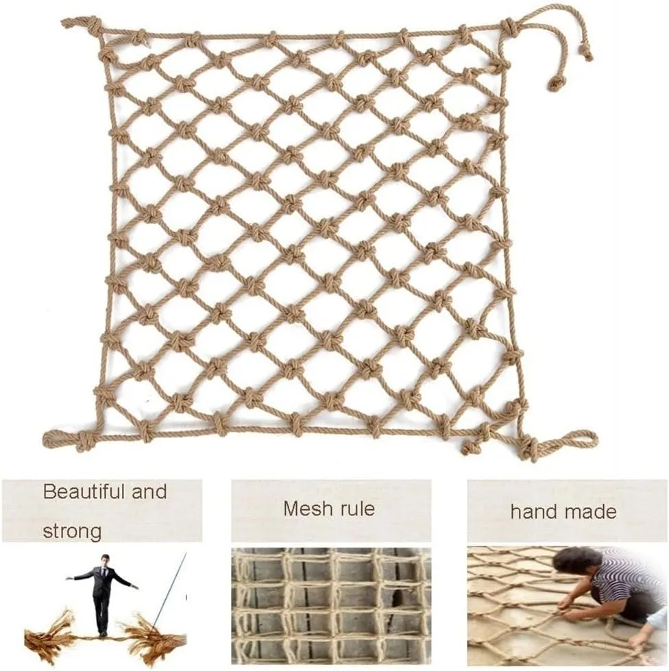 Children Climbing Frame Net, Rope Netting Climbing Cargo Net Playground Kids Child Rock Ladder Wall Hammock Tree House Playset (Color : 10mm*10cm, Size : 1x2m (3.28X6.56ft))