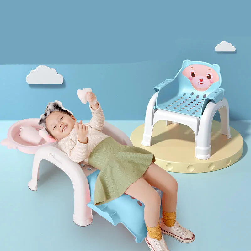Children Shampoo Recliner, Dining Chair Dining Table Stool, Foldable Baby Shampoo Artifact Can Sit Lying Shampoo Stool