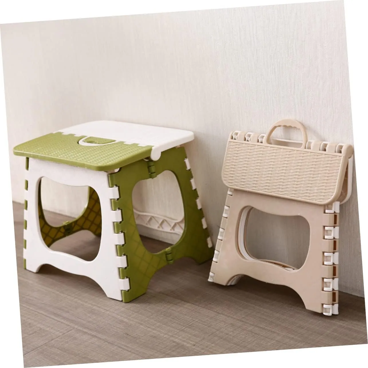 CHILDWEET Portable Folding Stool Compact and Convenient Space-Saving Design for Home Use Easy to Clean Material for Living Room Bathroom Boys and Girls Room Small White