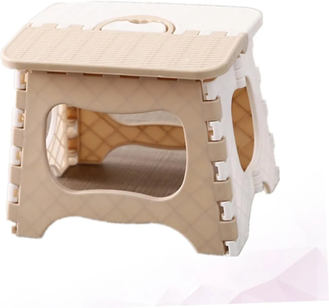 CHILDWEET Portable Folding Stool Compact and Convenient Space-Saving Design for Home Use Easy to Clean Material for Living Room Bathroom Boys and Girls Room Small White