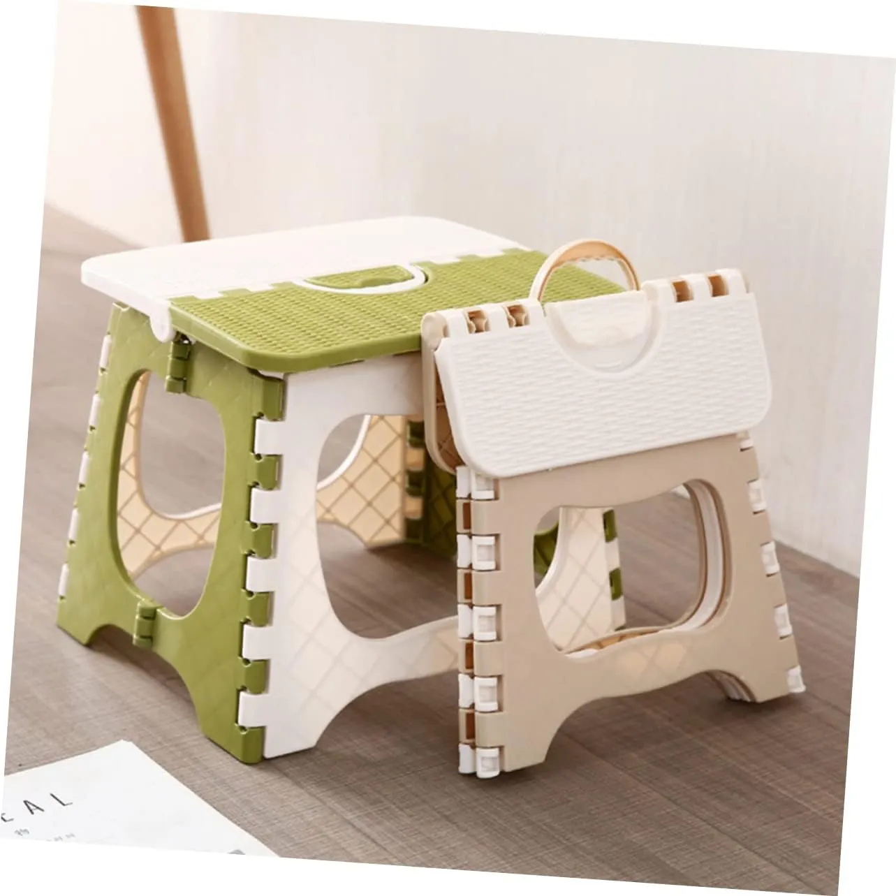 CHILDWEET Portable Folding Stool Compact and Convenient Space-Saving Design for Home Use Easy to Clean Material for Living Room Bathroom Boys and Girls Room Small White