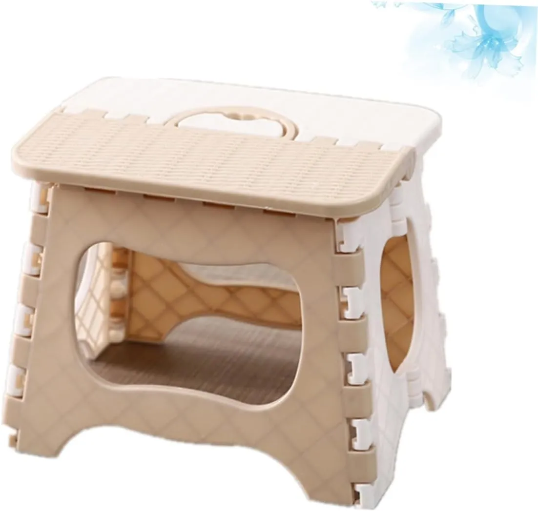 CHILDWEET Portable Folding Stool Compact and Convenient Space-Saving Design for Home Use Easy to Clean Material for Living Room Bathroom Boys and Girls Room Small White