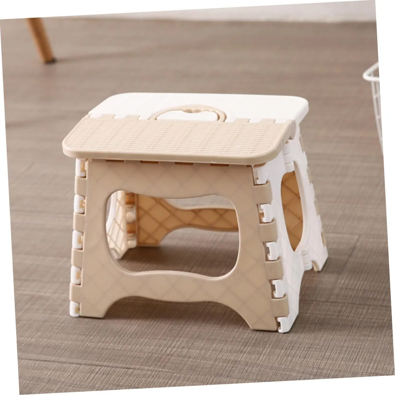 CHILDWEET Portable Folding Stool Compact and Convenient Space-Saving Design for Home Use Easy to Clean Material for Living Room Bathroom Boys and Girls Room Small White