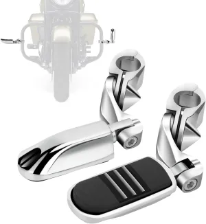 Chrome 1.25" Motorcycle Highway Footpegs 1 1/4" 32mm Universal Fit for Touring Motorcycle with Aluminum Material and Rear Orientation