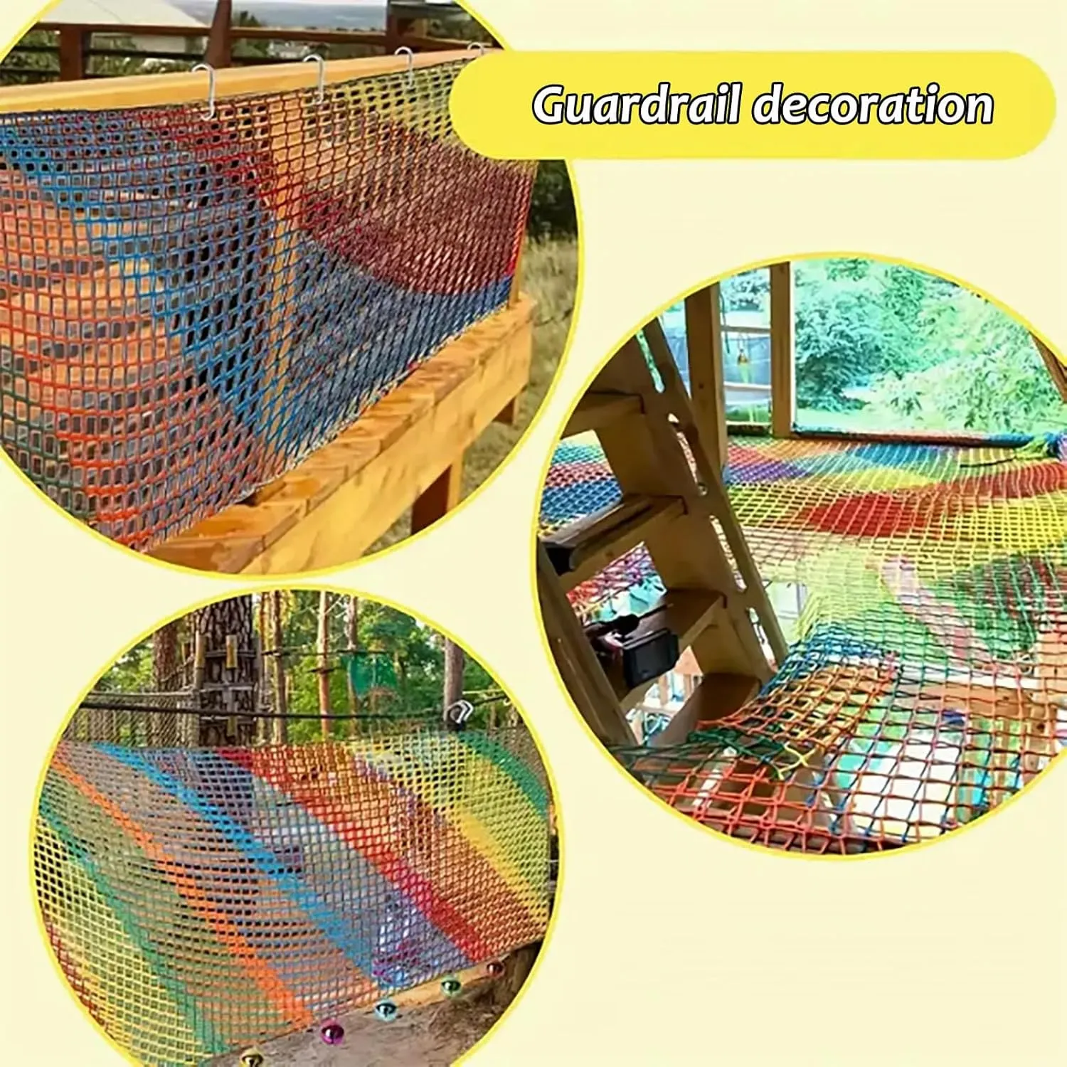 Climbing Cargo Net, Double Layers Playground Safety Net, Rope Bridge Nets, Small Aperture Hammock Net, for Treehouse,Obstacle Training,Back Yard(Size:1.5x2m)