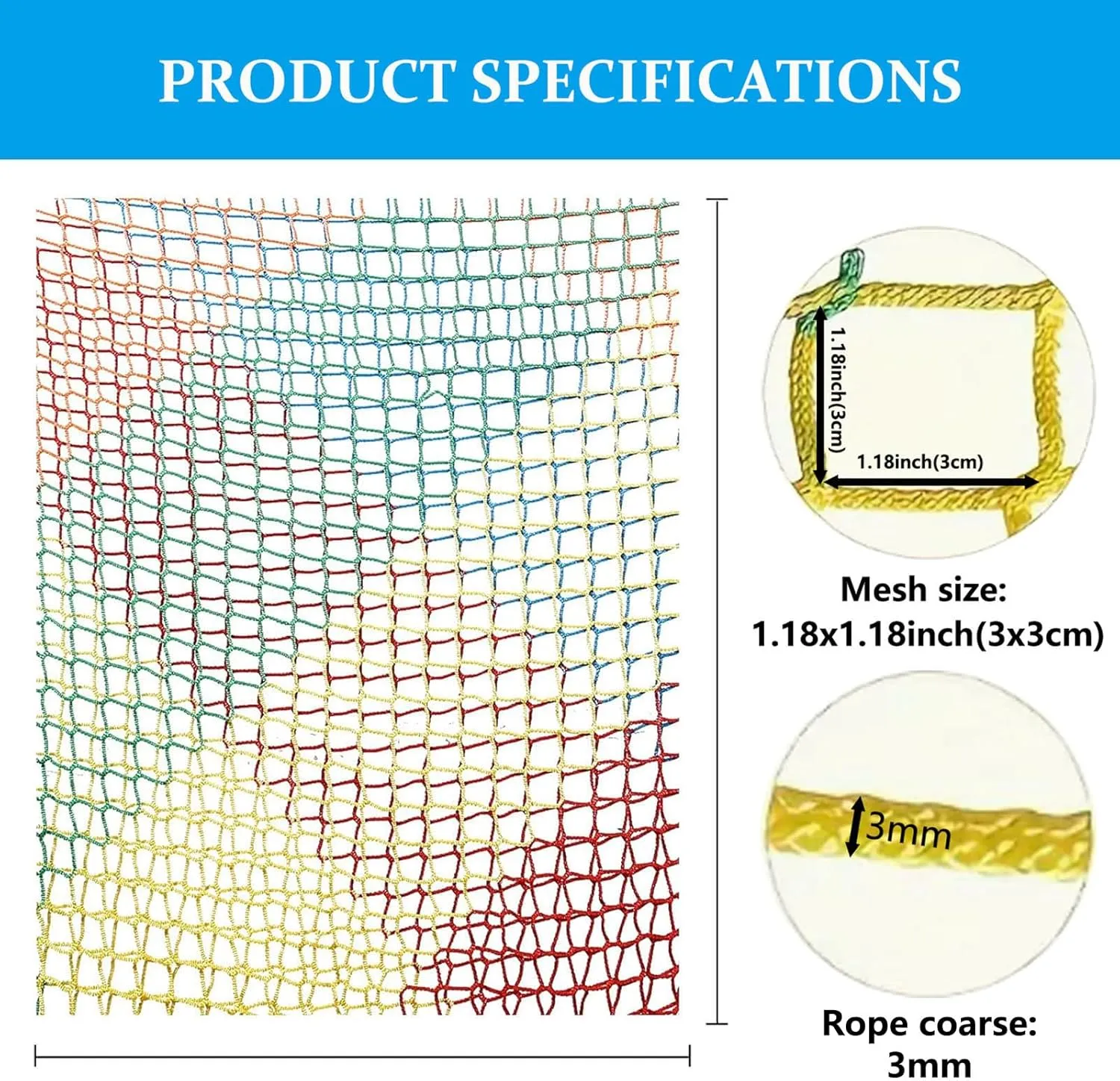 Climbing Cargo Net, Double Layers Playground Safety Net, Rope Bridge Nets, Small Aperture Hammock Net, for Treehouse,Obstacle Training,Back Yard(Size:1.5x2m)