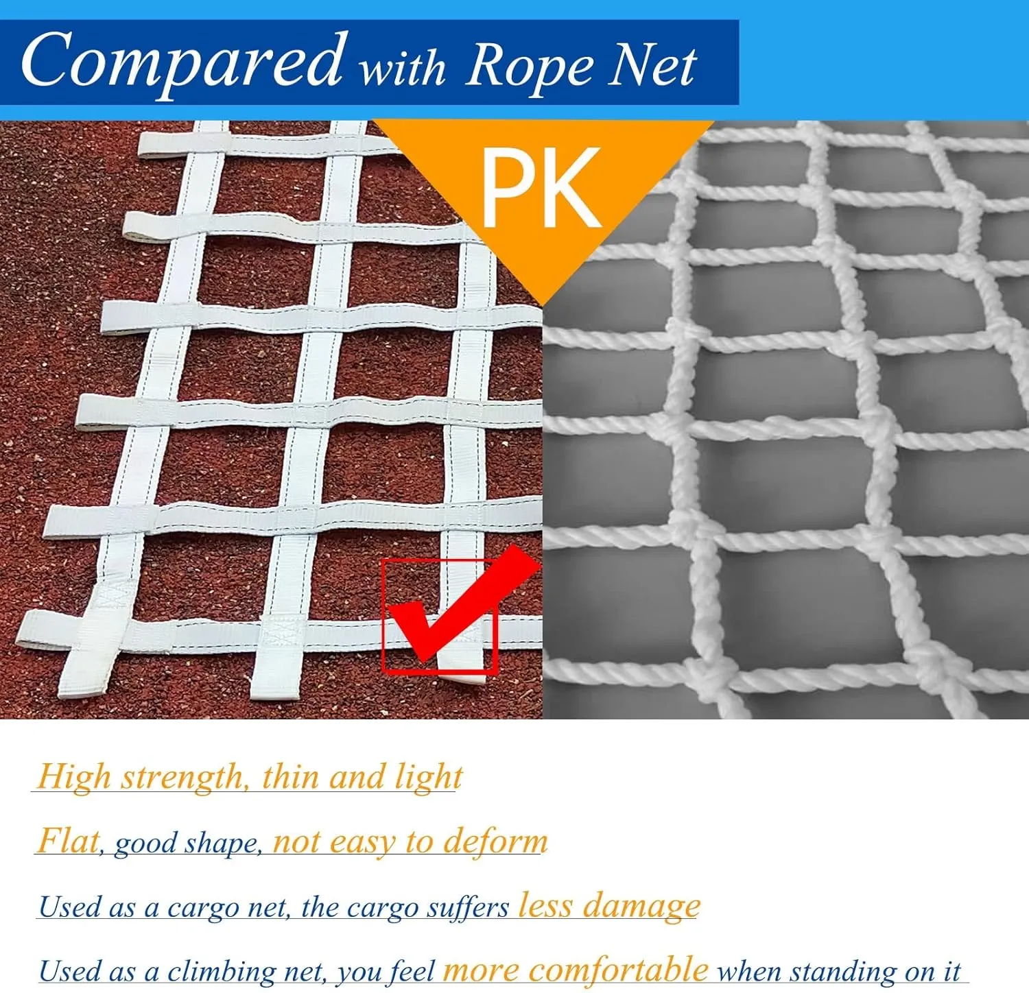Climbing Cargo Net Heavy Duty,Ninja Net,Rope Ladder for Kids Outdoor Treehouse Backyard Playground Indoor Obstacle Webbing Net for Swing Set Jungle Gym Accessories for Slacklines,White