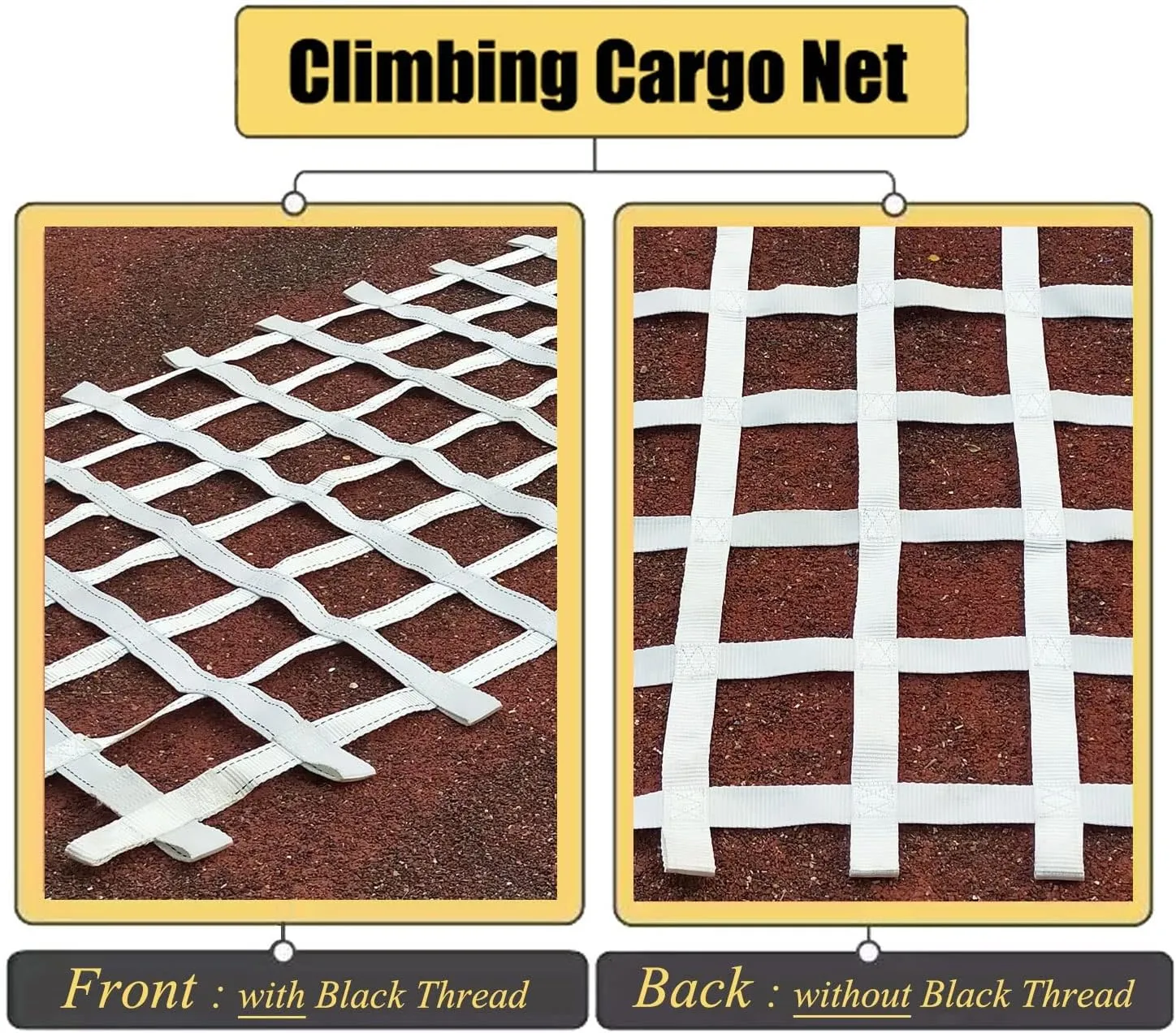 Climbing Cargo Net Heavy Duty,Ninja Net,Rope Ladder for Kids Outdoor Treehouse Backyard Playground Indoor Obstacle Webbing Net for Swing Set Jungle Gym Accessories for Slacklines,White