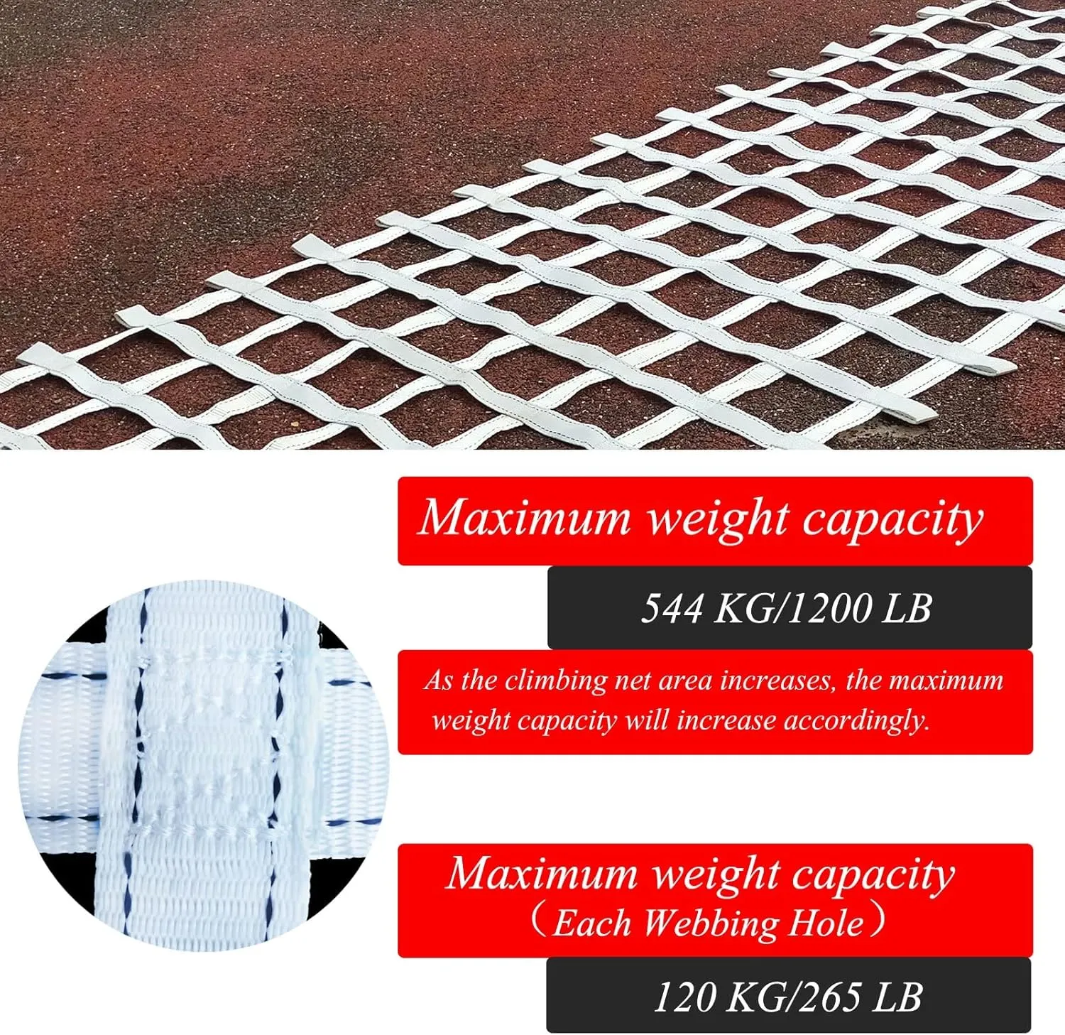 Climbing Cargo Net Heavy Duty,Ninja Net,Rope Ladder for Kids Outdoor Treehouse Backyard Playground Indoor Obstacle Webbing Net for Swing Set Jungle Gym Accessories for Slacklines,White