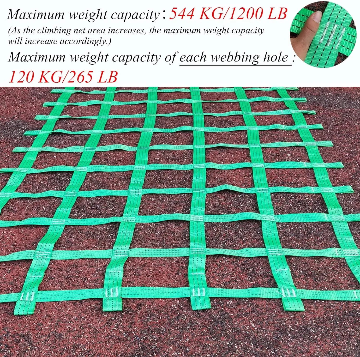 Climbing Cargo Net,Outdoor Ninja Obstacle Net for Kids Backyard,Indoor Rope Ladder Playground Swing Set Treehouse Netting Webbing Climbing Heavy Duty Nets,Accessories for Slacklines,Green