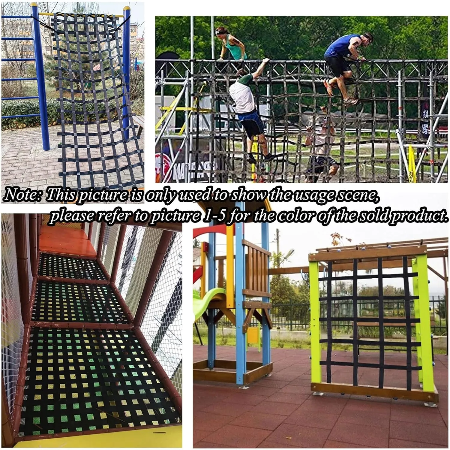 Climbing Cargo Net,Outdoor Ninja Obstacle Net for Kids Backyard,Indoor Rope Ladder Playground Swing Set Treehouse Netting Webbing Climbing Heavy Duty Nets,Accessories for Slacklines,Green