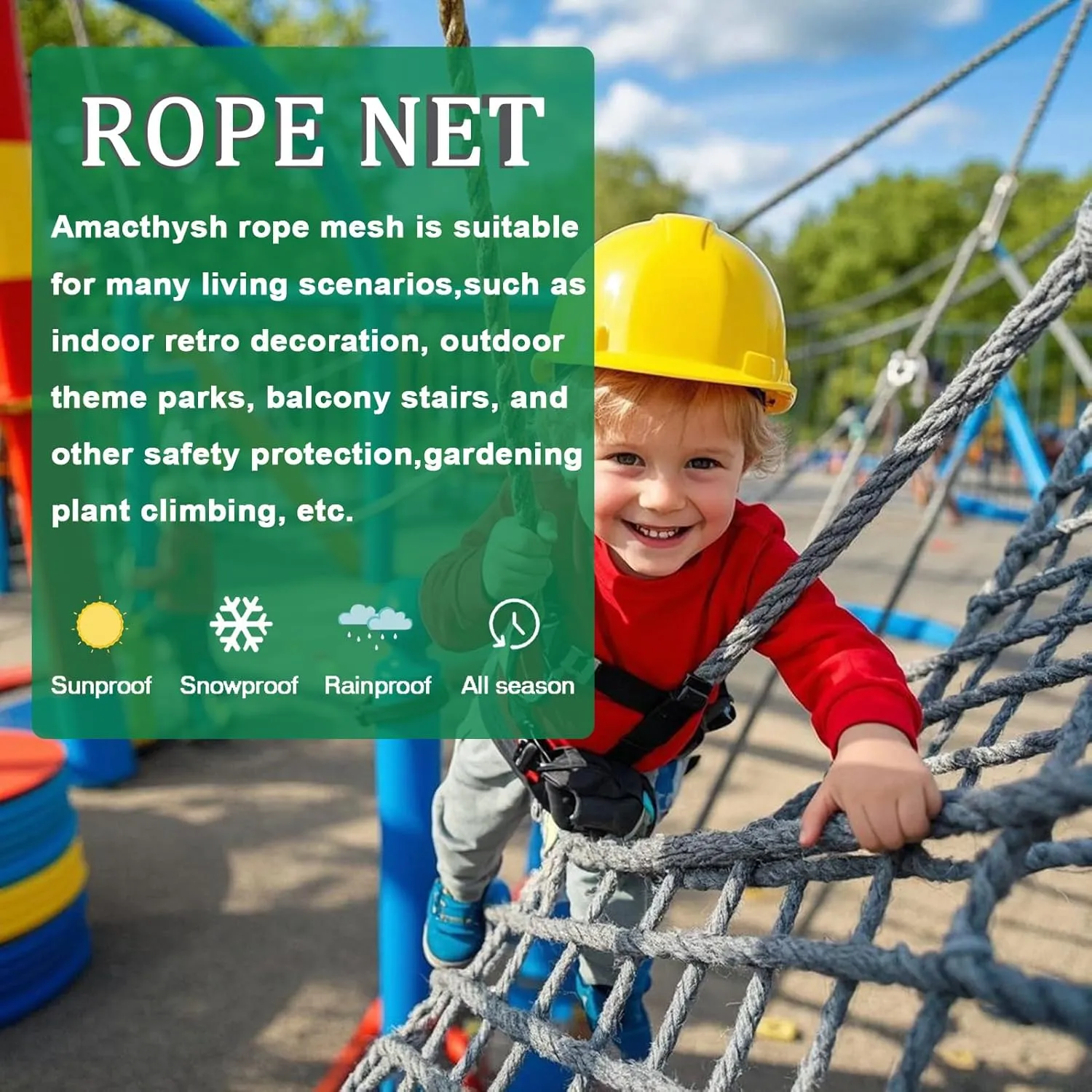 Climbing Cargo Rope Net for Kids,Outdoor Tree Backyard Playground Netting for Climbing Swing Children's Fitness Frame Equipment Net,5.5 * 10m