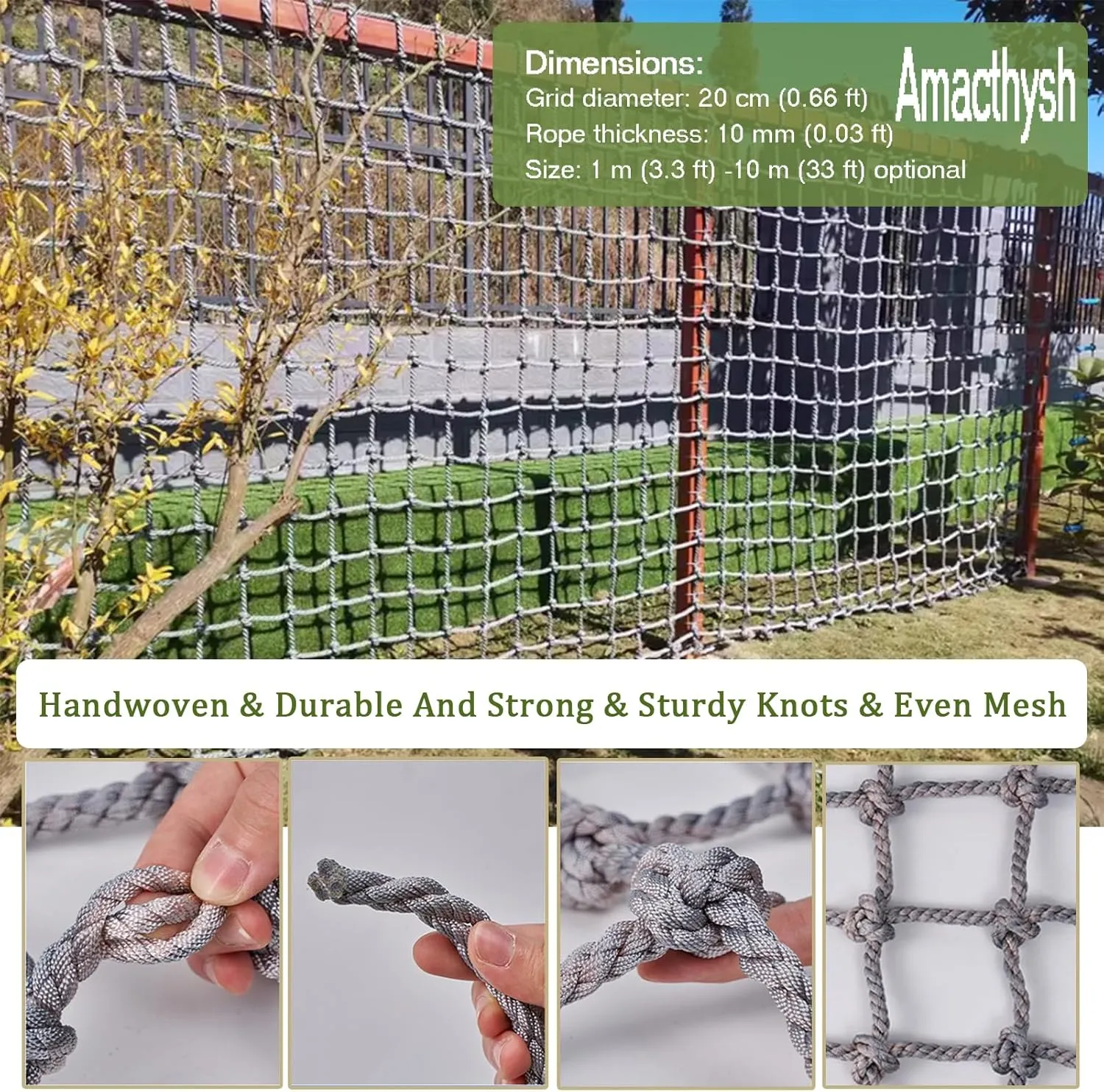 Climbing Cargo Rope Net for Kids,Outdoor Tree Backyard Playground Netting for Climbing Swing Children's Fitness Frame Equipment Net,5.5 * 10m