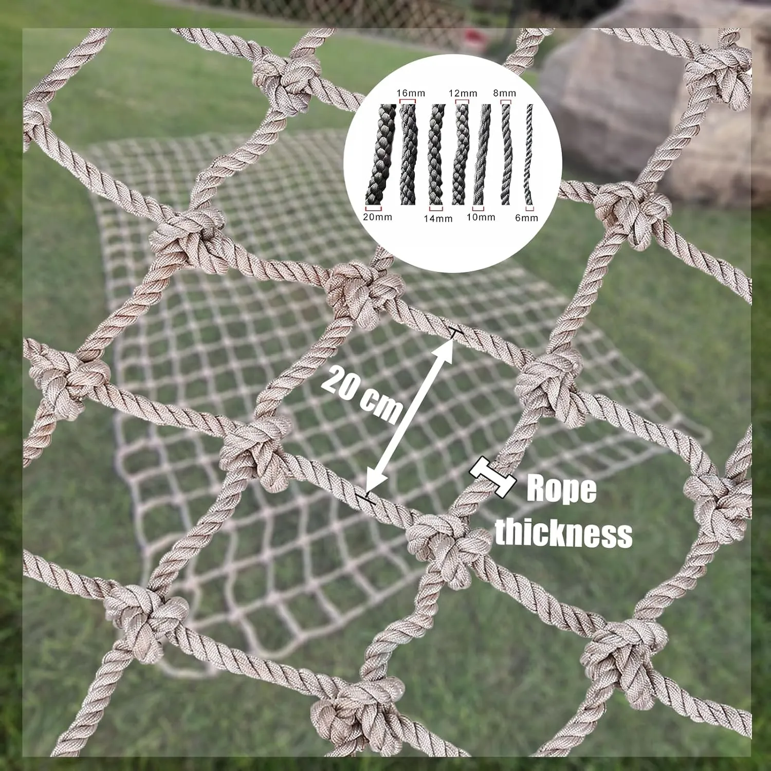 Climbing Cargo Rope Net for Kids,Outdoor Tree Backyard Playground Netting for Climbing Swing Children's Fitness Frame Equipment Net,5.5 * 10m