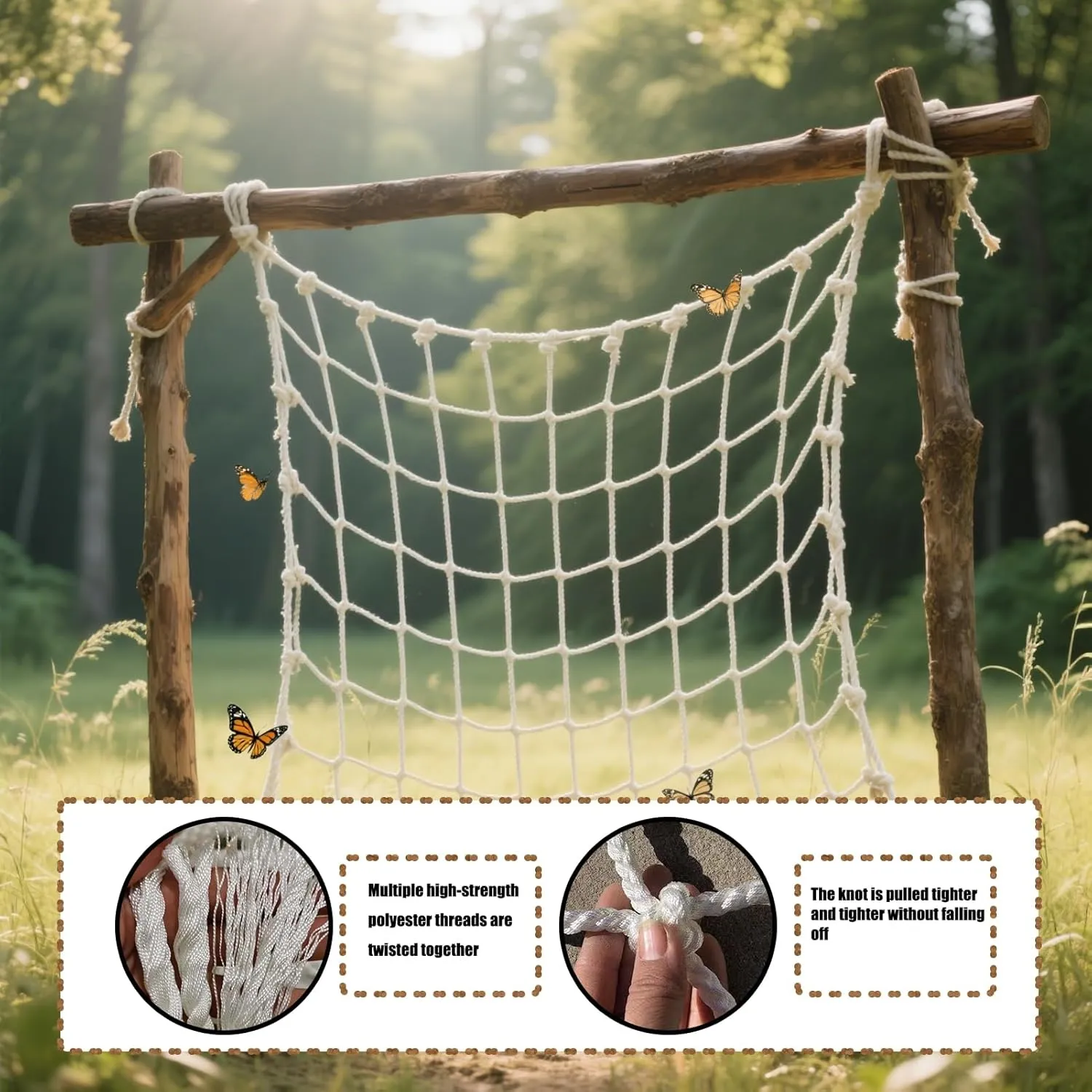 Climbing Frame Net for Adult Outdoor,Heavy Duty Climbing Cargo Net,Playground Safety Climbing Net,Secure & Durable Rope Ladder,Balcony Fence,100x200cm