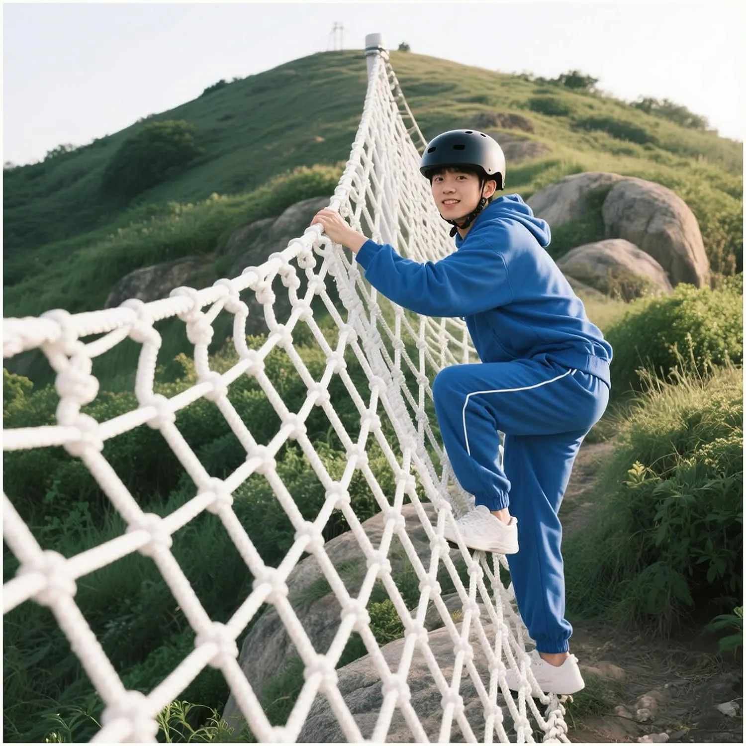 Climbing Frame Net for Adult Outdoor,Heavy Duty Climbing Cargo Net,Playground Safety Climbing Net,Secure & Durable Rope Ladder,Balcony Fence,100x200cm