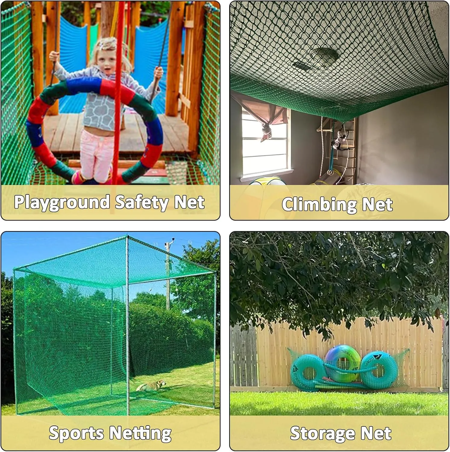 Climbing Net for Kids Double Layers Playground Safety Net Polyester Climbing Cargo Net Rope Bridge Nets for Treehouse Backyard Monkey Bars