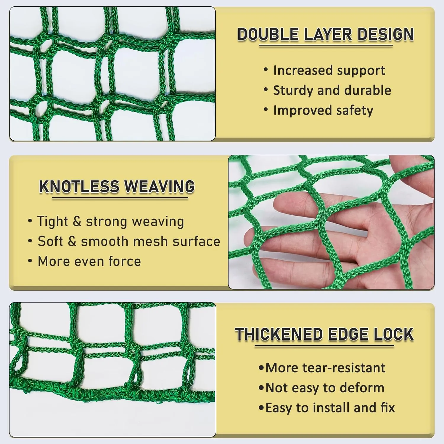 Climbing Net for Kids Double Layers Playground Safety Net Polyester Climbing Cargo Net Rope Bridge Nets for Treehouse Backyard Monkey Bars