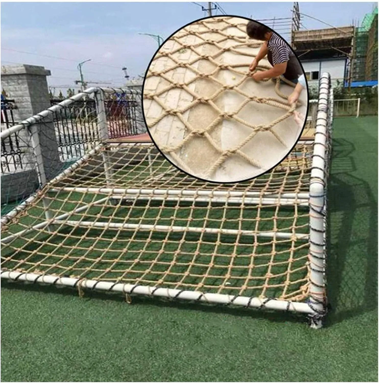 Climbing Net for Kids, Heavy Duty Hemp Rope Net Waterproof Cargo Net Kids Swing Outdoor Bridge Playground Fence Stair Protective Net Hammock (Size : 13m(39ft))