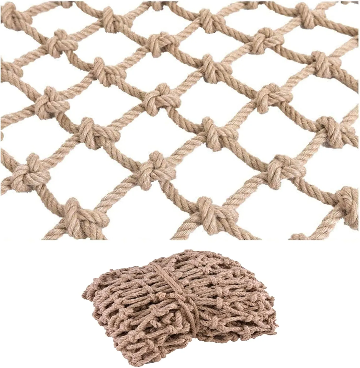 Climbing Net for Kids, Heavy Duty Hemp Rope Net Waterproof Cargo Net Kids Swing Outdoor Bridge Playground Fence Stair Protective Net Hammock (Size : 13m(39ft))