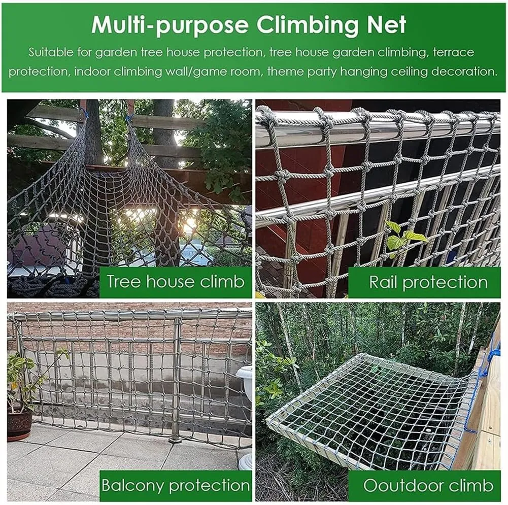 Climbing Net Hammock Swing Safety Climbing Frame Climb Rope Netting Cargo Kids Nets for Kids,Safety Nets Cargo Rope (Color : 6mm-15cm, Size : 1X2m/3.3X6.6ft)