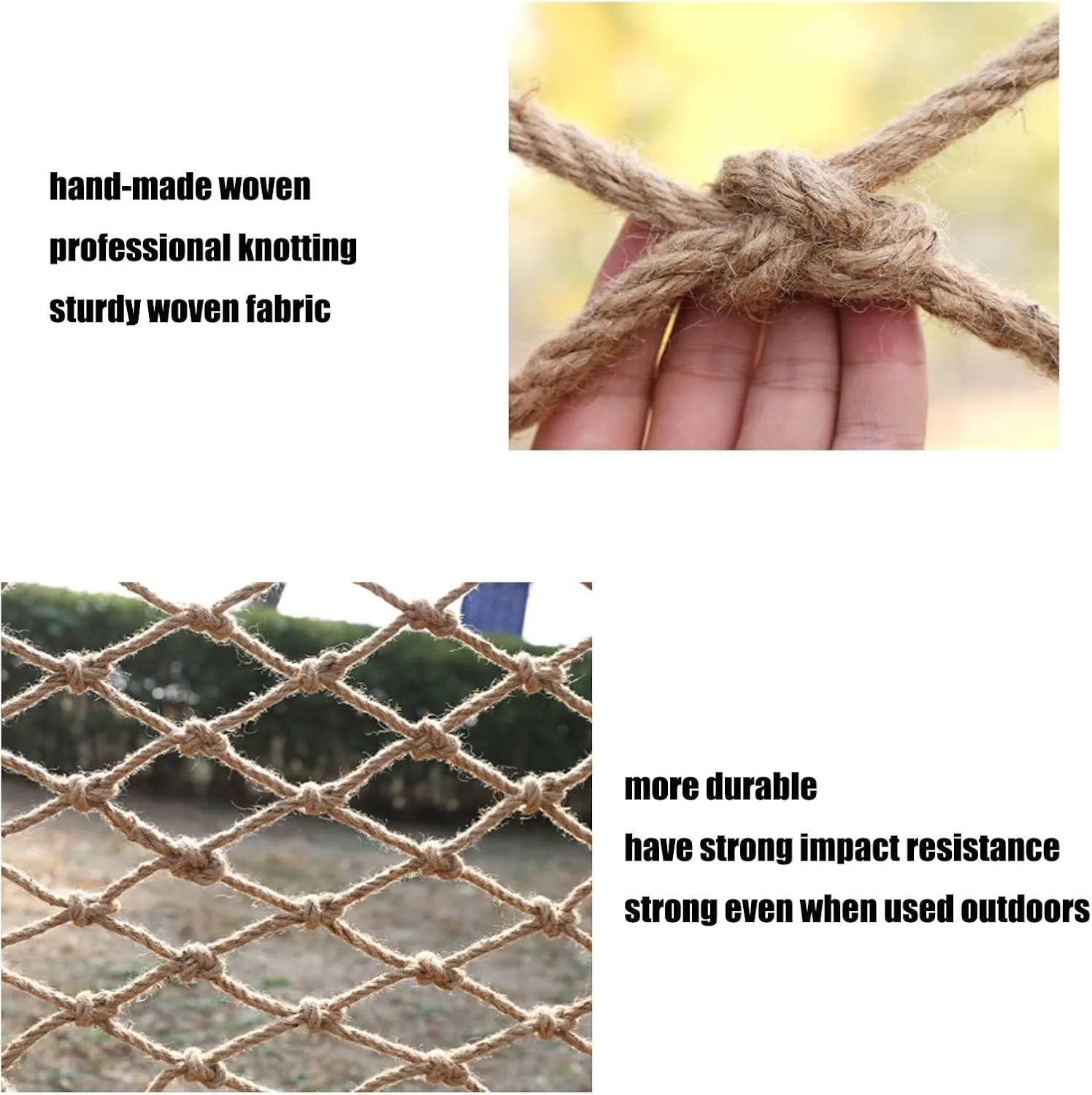 Climbing Rope Net, Playground Safety Net, Kids Ladder, Truck Trailer Cargo Netting, Hemp Decor for Treehouse Hammock (3 * 3m / 10 * 10ft)