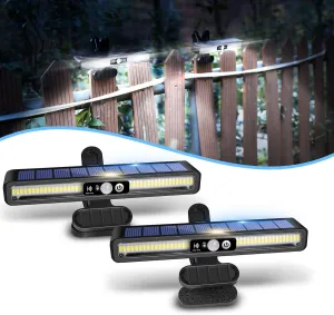 Clip On Solar Motion Lights Outdoor Waterproof, 2 Pack Fence Lights Outside with 36 LEDs, 6000K, Portable Solar Powered Security Light for Fence Garage Camping